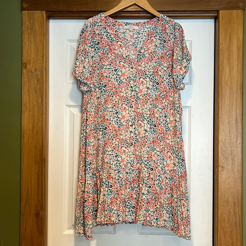 Loft printed drop waste dress